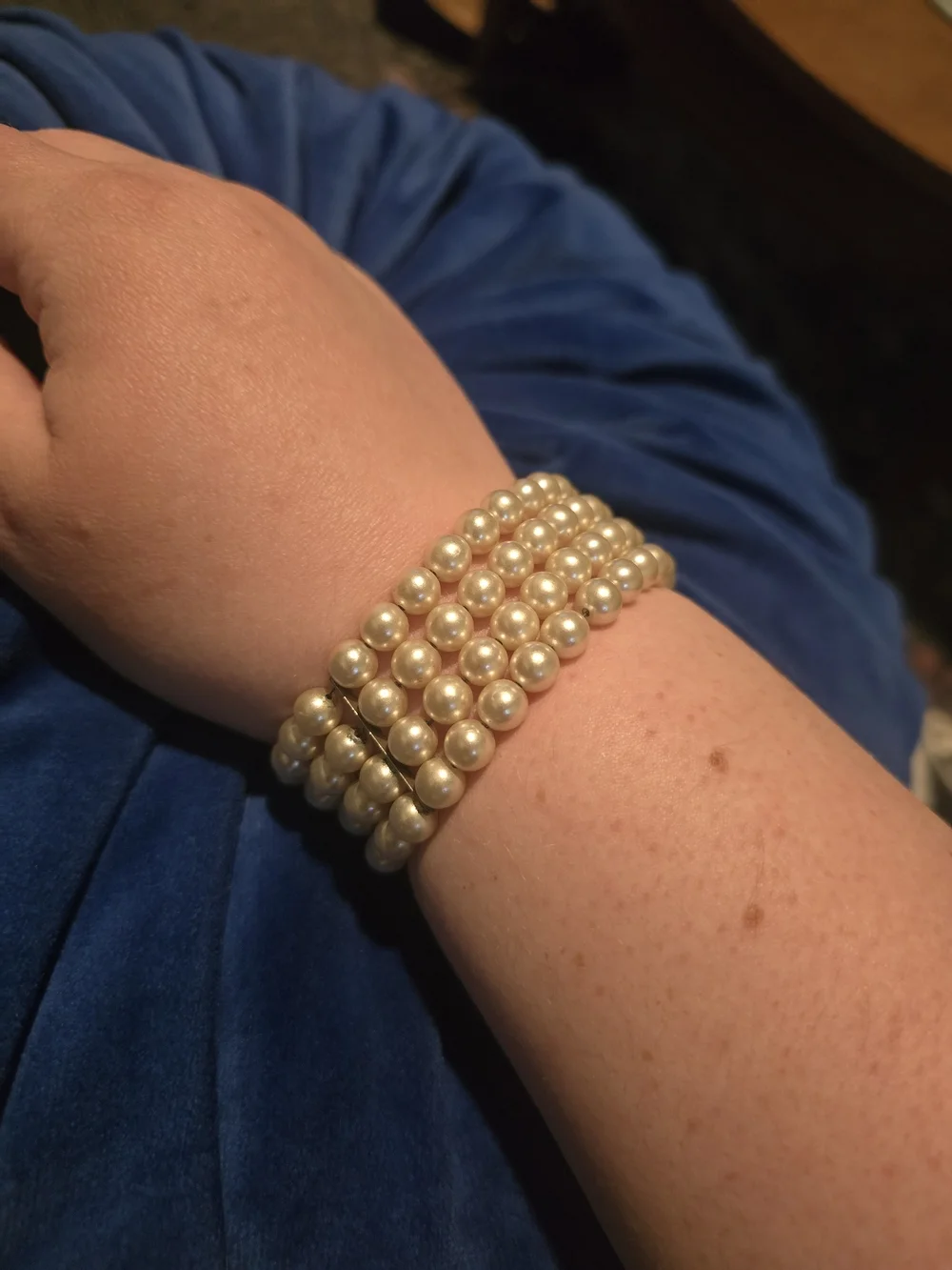 Vintage 1950s Pearl Wire Cuff Bracelet